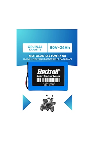 Motolux Fayton Fx 08 Uyumlu Batarya Lifepo4 60v 24ah Elektrikli Motorsiklet Bataryası