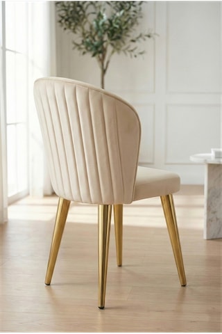 Sanderya Grid Serisi Gold Ayaklı Ceviz 85x170 Mutfak Salon Masa Takımı 6 Sandalye Ceviz - Krem