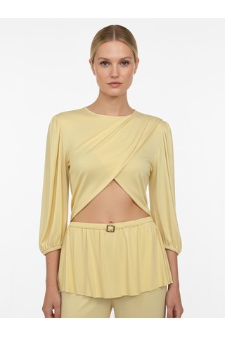 Xint Sarı Doğal Dökümlü Oversize Bluz 602598