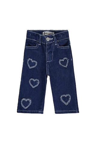 Civil Baby Kız Bebek Kalp Pachli 6-18 Ay Pantolon Kot - Mavi