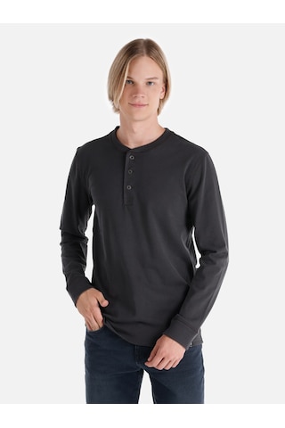Colins Slim Fit Düğmeli Yaka Basic Antrasit Erkek Uzun Kol Tişört Cl1065875 Antrasit