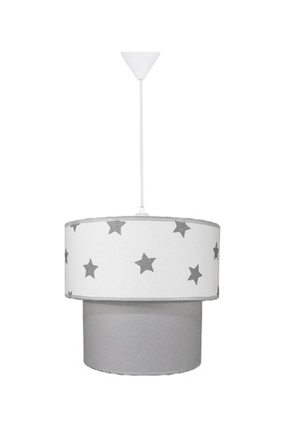 Şenay Aydınlatma Ikili Silindir Kumaş Avize Sarkıt-Beyaz Gri Yıld
