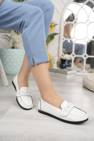 Khayt Fancy Casual Günlük Kadın Babet Ayakkabı Beyaz
