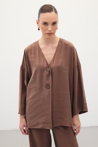 Düğmeli Kimono Stn139kce1847 Çok Renkli
