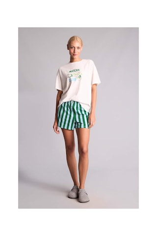 Defacto Oversıze Kısa Kollu 2li Yeşil Şortlu Pijama Takımı I0436ax26hsgn503 Yeşil-gn503
