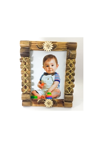 Kişiye Özel Ahşap Bambu Çiçek Desenli Çerçeve 2188