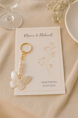 Kelebek 10 Adet Anahtarlık - Nişan Hediye - Kına Hediye - Nikah Hediye - Söz Hediye - Bride Çok Renkli