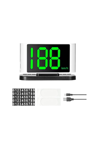Jeehugo Araç Usb Göz Yükselti Görüntüleyici, Hız Ölçer Ve Güven Uyarıcısı, Numara Gösterim Bölgesi İle, Beyaz Usb Tipi