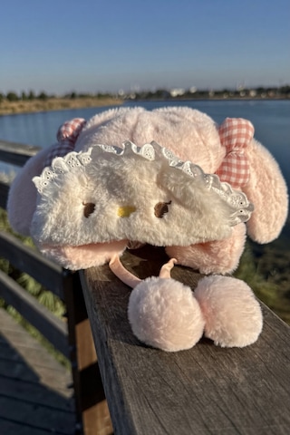 Mollycrush Kız Bebek Pembe Kışlık Peluş Tavşan Şapka Kulaklı Ponponlu Hediyelik Model Pembe