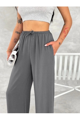 Tam12den Ayrobin Oversize Kadın Pantalon - Füme Füme