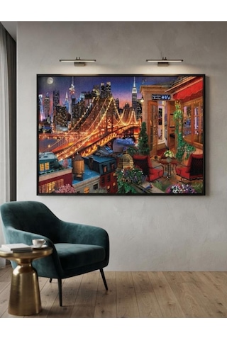 Işıklar Altında Ve Akşam Yemeği İkili Set - 2 X 1000 Parça Manzara İkili Puzzle Seti