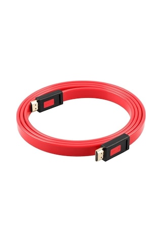 Novahub Ult-unite 4k Ultra Hd Altın Kaplama Hdmı - Şeffaf Kırmızı Hdmı Düz Kablo, 5m