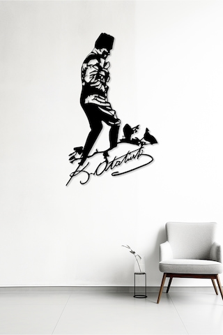 Myc Wall Art Atatürk Kocatepe Imzalı Portre Dekoratif Metal Duvar Tablosu