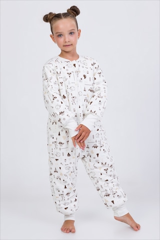 Kız Erkek Çocuk Kalın Elyaf Dolgulu Premium Kalite 2.5 Tog Desenli Uyku Tulumu Koyu Ekru