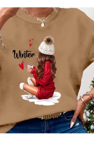 Leyla Sanat Sanata Yeni Bir Bakış Açısı Kadın Yılbaşı Özel Uzun Kollu Bisiklet Yaka Desenli Viskon Iki Iplik Bluz Bej