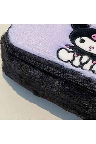 Kuromi Peluş Kalem Kutusu Üstten Tutmalı Geniş Kapasiteli Makyaj Çantası Mor Mor