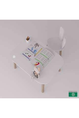 Çocuk Masası Ve Sandalyesi Oyun & Aktivite Masası Lake Beyaz  -  Meşe