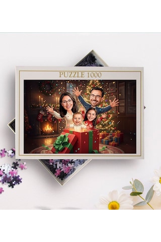 Bk Gift Kişiye Özel Aile Yılbaşı Karikatür Tasarımlı 1000 Parça Profesyonel Puzzle-8, 1000 Puzzle, Yeni Yıl Hediyesi, Yılbaşı Hediyesi Kobitmeyencom35