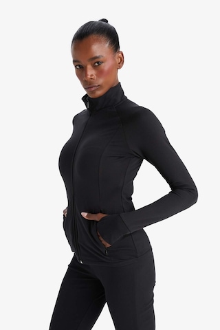 Defacto Defactofit Fitted Vücuda Oturan Ultra Soft Dik Yaka Çift Cepli Parmak Detaylı Fermuarlı Spor Hırka B3985ax25aubk81 Siyah