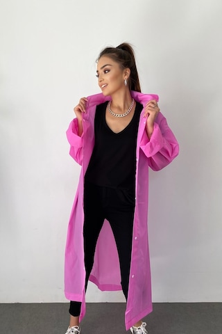 Bosile Şeker Pembe Çıt Çıt Detaylı Şeffaf Yağmurluk Çok Renkli