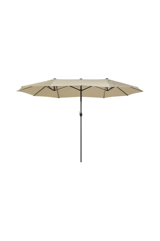 Sıbılla 460 Cm Çiftli Bahçe Şemsiyesi, Oval Gölgelik, Upf 30+, Alüminyum Gövde Kahverengi