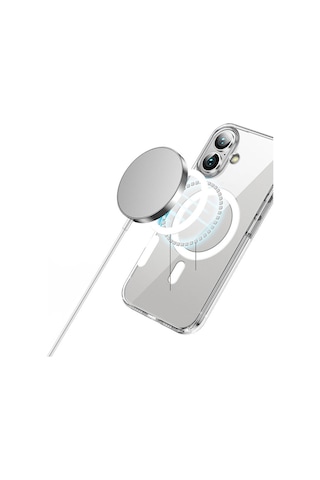 Apple iPhone 16 Plus Uyumlu Kılıf Magsafe Şarj Özellikli Transparan Sert Pc Wlons Pita Kapak Şeffaf