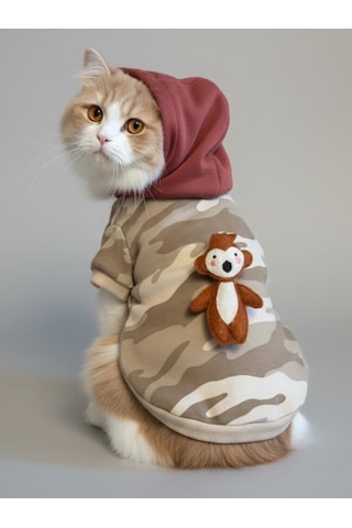 Safari Friends Kapüşonlu Kedi Sweatshirt Küçük Irklar