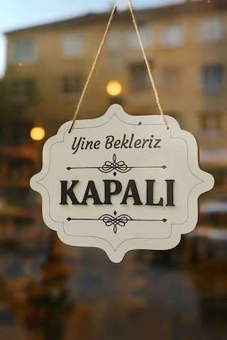 Ahşap Dekoratif Kesim Açık-kapalı Yazısı - Beyaz