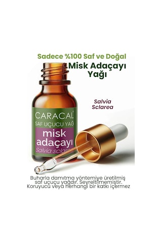 Caracal %100 Saf Misk Adaçayı Yağı Doğal Saf Ada Çayı Yağı Uçucu Katkısız Yağ 10 ML