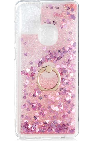 Teknomoda Samsung Uyumlu Galaxy A21S Kilif Sulu Simli Yüzüklü Standli Silikon 487364471