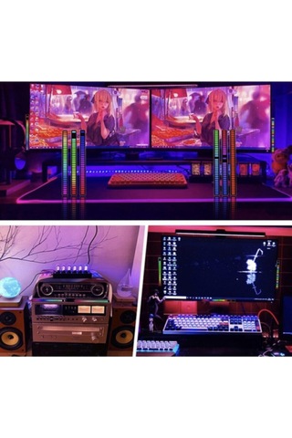 Müzik Ses Ritim Işığı Araba Ev Disko Ses Led Ritim Şerit Işığı Ses Siyah