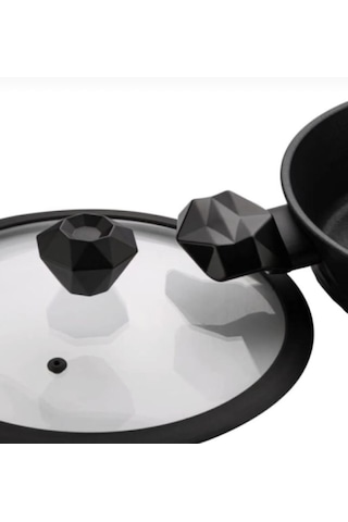 Diamond Silikon Kenarlı 30 Cm Cam Tencere Kapak Ve Elmas Model Te