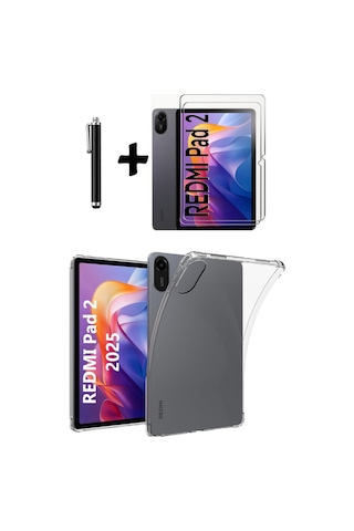 Xiaomi Redmi Pad 2 11 İnç 2025 Tablet Kılıfı Silikon Ekran Koruyucu Dokunmatik Kalem Seti