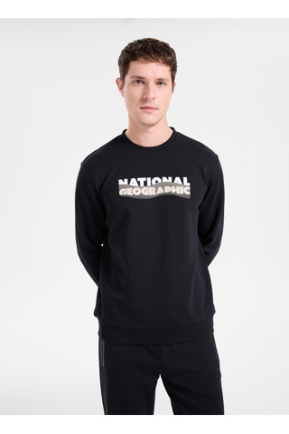 National Geographic N6wm-swt4077 Siyah Erkek Bisiklet Yaka Örme Sweatshirt