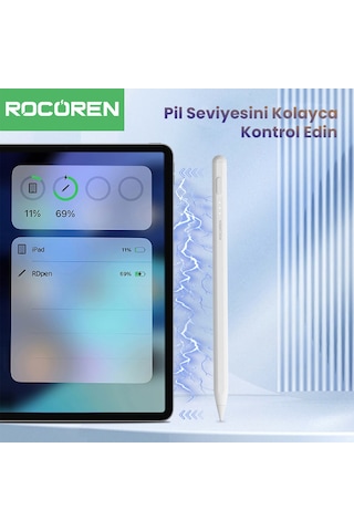 Rocoren Stylus Apple Uyumlu iPad  Avuç İçi Red Manyetik Eğime Duyarlı Yazı ve Çizim Kalemi