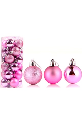Pembe Yılbaşı Topu 24'lü  4 cm