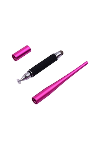 Vkemall Wk-131 Metal Kalem Seti: Çift Uçlu Disk + Fiber Dokunmatik, Yüksek Hassasiyetli, Yazma-çizim İçin, Pembe, Kutulu Paket