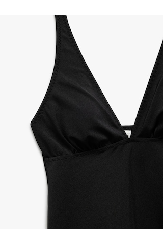 Koton V Yaka Askılı Tankini Üst Siyah 5sak10188mm Siyah