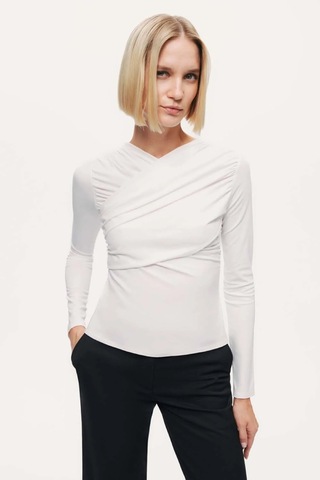 Drape Detaylı Bluz Nocturne Ekru