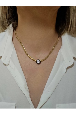 Altın Kaplama Mineli Çelik Leyla Kolye Altın