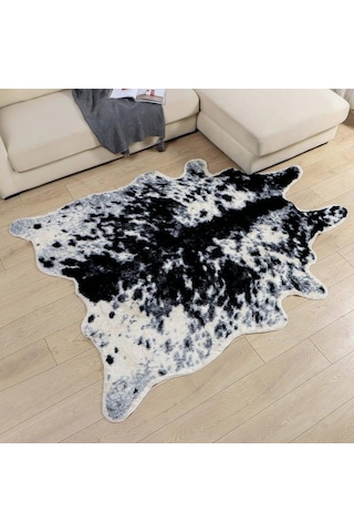 Oturma Odası İçin Büyük Boy İnek Baskılı Dana Derisi Suni Deri Kaymaz Antiskid Mat Halı
