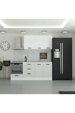 215 Cm Mutfak Dolabı Mdf Kapak Tezgah Dahil Yrkn215 100 Gümüş