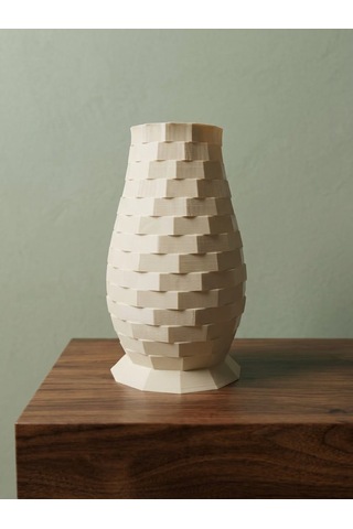 3d Fildişi Vazo Geometrik Özel Baskı