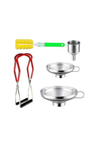 Konserve Hunisi Ve Kavanoz Kaldırma Seti, Temizleme Fırçası Geniş Ağız Klipsli Konserve Hunisi Kavanoz Kaldırıcı, Geniş Ve Normal Kavanoz İçin