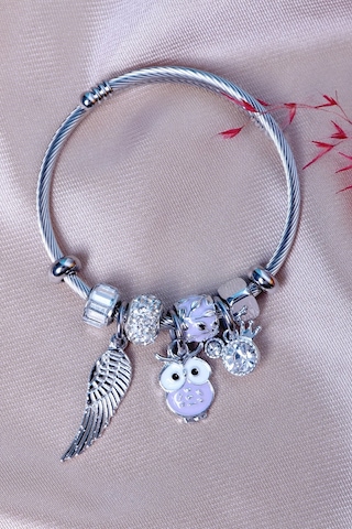 Bhs Life Charmlı Zirkon Taşlı Baykuş Desenli Çelik Bileklik