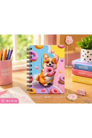 Dolphin Manyetik Kapaklı Spiralli Defter Köpek Ve Donut Figürlü Not Defteri