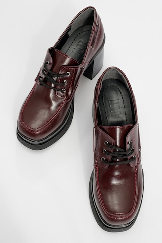 Dudley Bordo Cilt Bağcıklı Kadın Platform Topuklu Ayakkabı Bordo