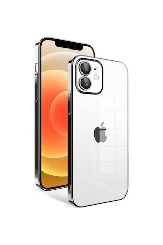 Apple Uyumlu iPhone 11 ile Kapak Lens Korumalı Arkası Şeffaf Sert Mika Kılıf - Siyah