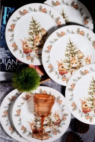 Kosova Ylb1118 Bunny Tavşanlı Servis Tabağı 26 Cm 6 Lı Çok Renkli