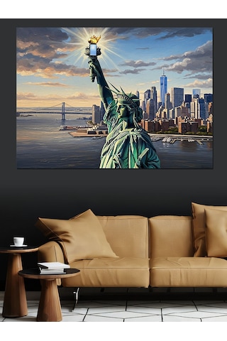 Ahşap Tablo Özgürlük Anıtı Ve New York